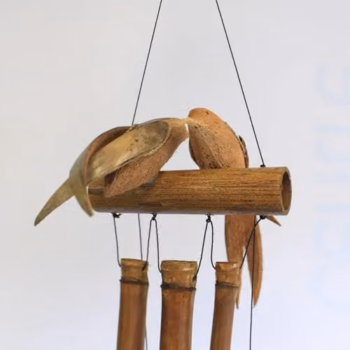 KDMD Brown Coconut Twin Birds Hanging Windchimes – 2