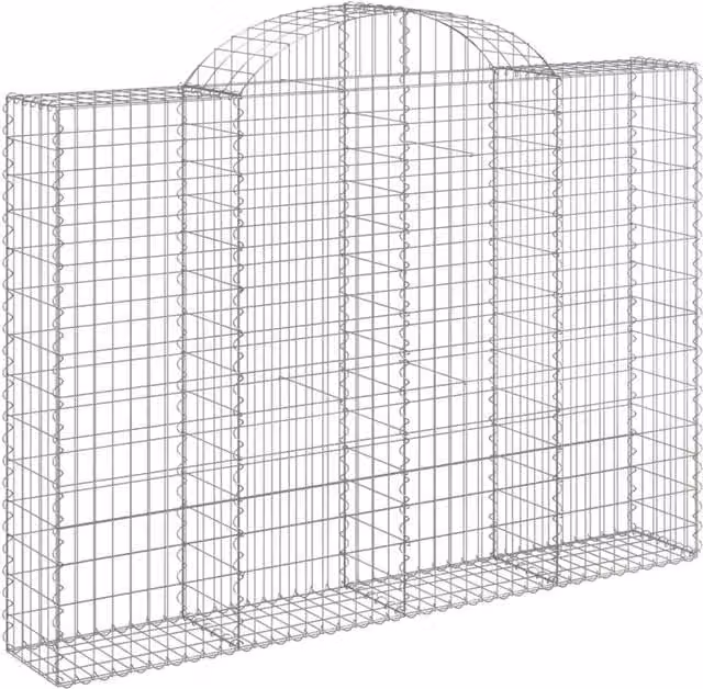 Berkfield Home Decorative Arched Gabion Baskets, 2 Piece Set, Silver Galvanised Steel, W: 200 cm, D: 30 cm, H: 140-160 cm