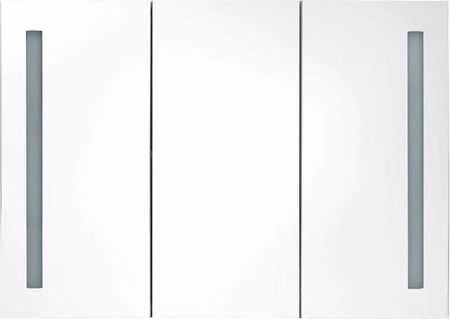 Berkfield Home LED Bathroom Mirror Cabinet in Shining White, W/D/H: 89 x 14 x 62 cm