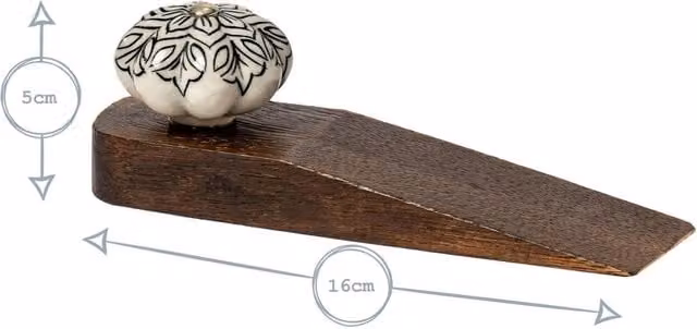 Nicola Spring Shabby Chic Wooden and Ceramic Door Stops, Pack of 3, Black and Brown