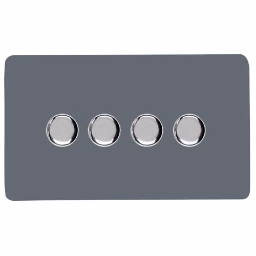 Trendi Switch 4 Gang 1 or 2 Way 150w Rotary LED Dimmer Light Switch in Warm Grey – 2
