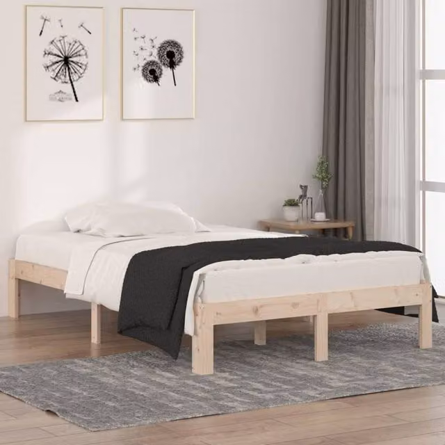 Berkfield Home Solid Wood Pine Bed Frame, Brown, W/D/H: 120 x 190 cm – 1