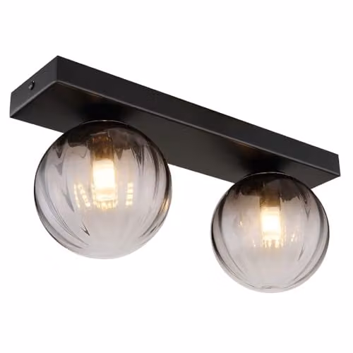 Netlighting Dallerta Globe Ceiling Light in Black with Transparent Glass Shade, 2x G9 – 1