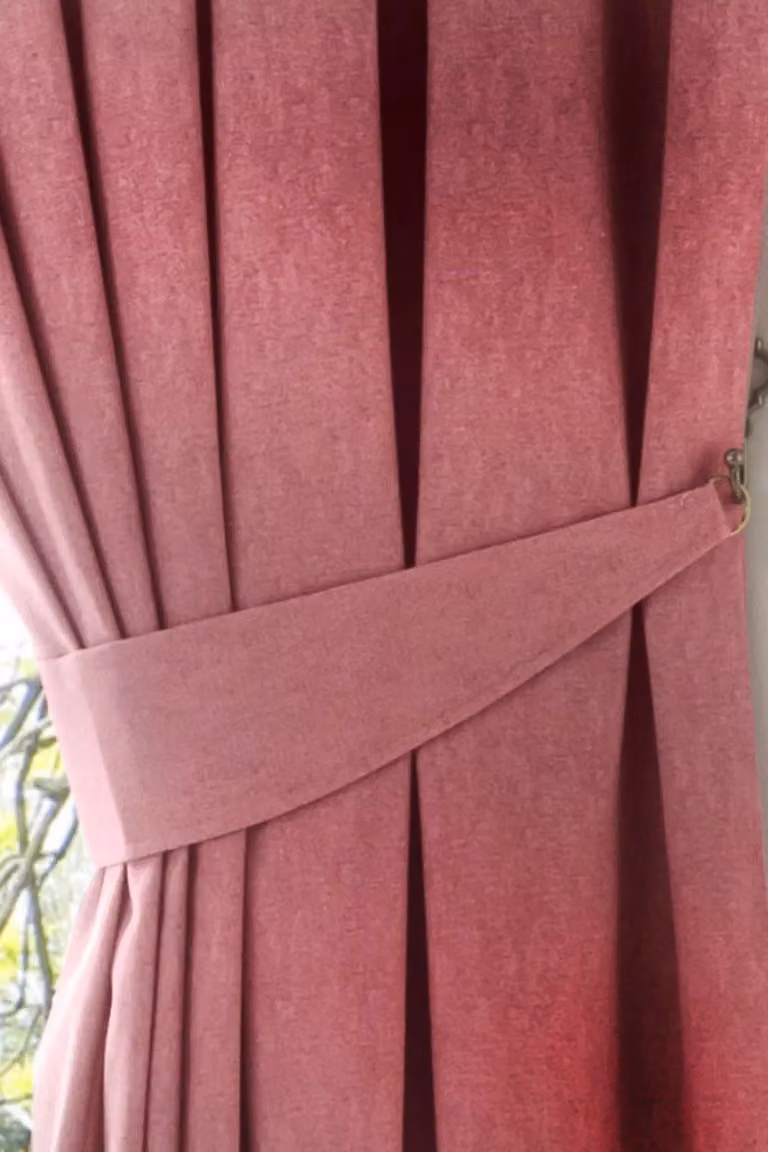 Fusion Dijon Pair of Curtain Tiebacks for Pencil Pleat Curtains in Pink
