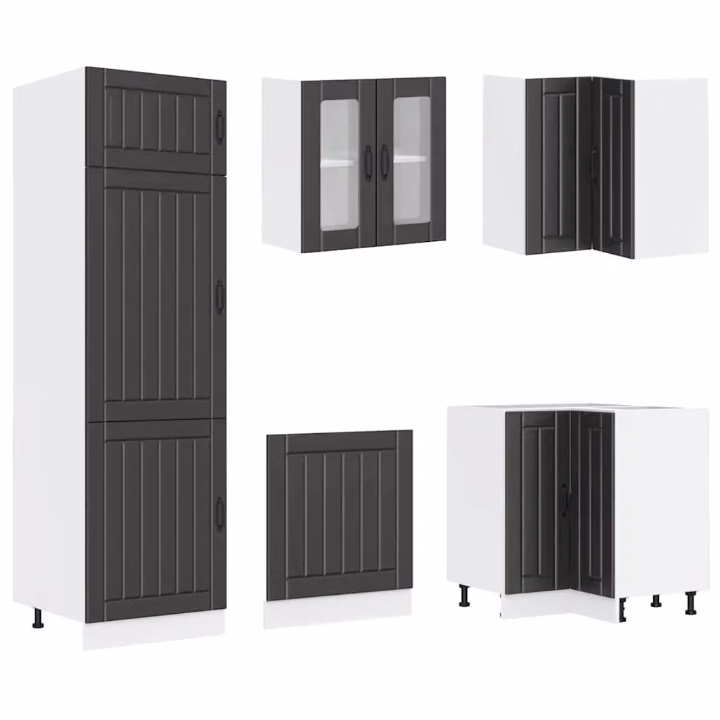 Berkfield Home Lucca 14 Piece Modern Black Matt Kitchen Cabinet Set in Engineered Wood – 3