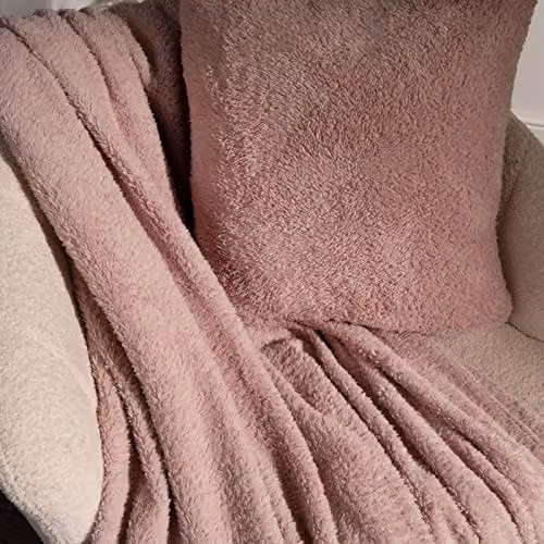 Brentfords Pink Teddy Fleece Throw, W: 150 cm, D: 200 cm – 3