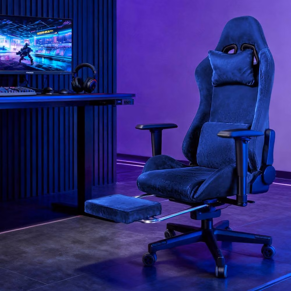 Levede Blue Ergonomic Gaming Chair for Adults with Headrest, Footrest and 360 Degree Swivel Function – 2