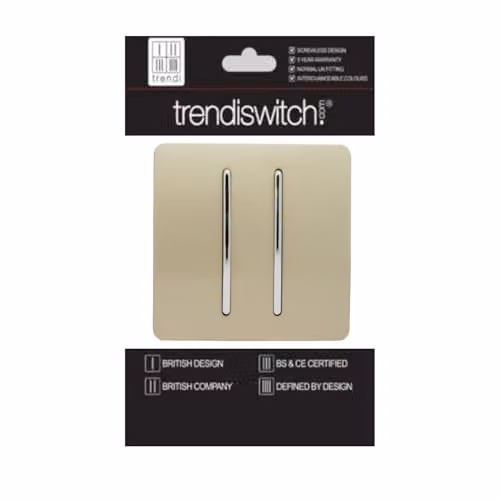 Trendi 2 Gang Modern Plastic Light Switch in Gold/Brass – 5