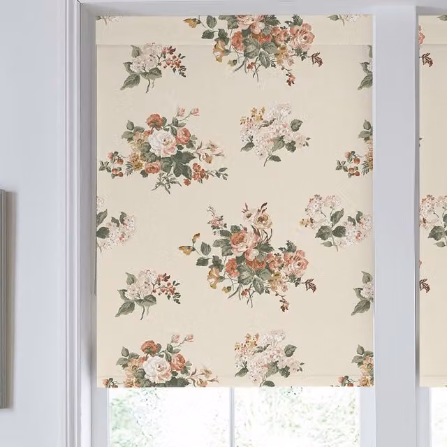 Laura Ashley Rosemore Semi-Transparent Floral Made to Measure Roller Blind in Beige
