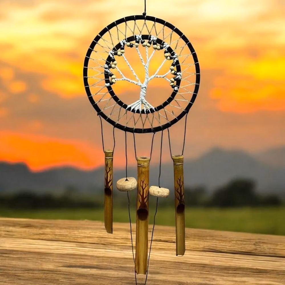 Minster Dream Catcher Wind Chime in Black, W: 30 cm, H: 50 cm – 2