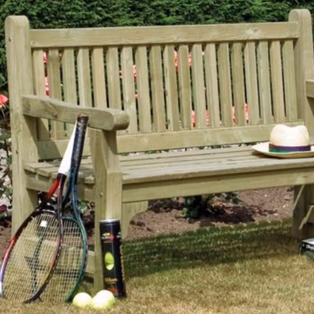 Rowlinsons 3-Seater FSC Wood Garden Bench with Armrests in Brown – 2