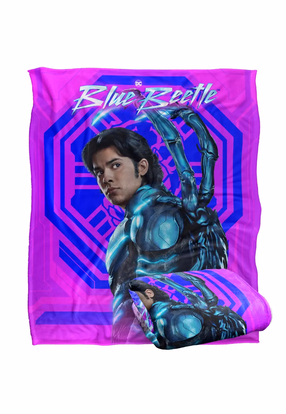 Blue Beetle (2023) Super Soft Throw Blanket, White and Multicolour, W: 152 cm, D: 127 cm – 2