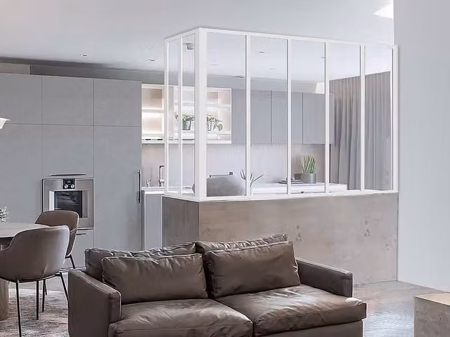 Vente-unique Corner Power-Coated Aluminium and Glass Partition in White, W/D/H: 150 x 60 x 130 cm – 1