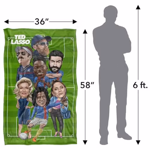 Warner Bros. Ted Lasso Team Lasso On The Pitch Super Soft Fleece Throw Blanket, Multicolour, W/D/H: 91 x 147 cm – 2