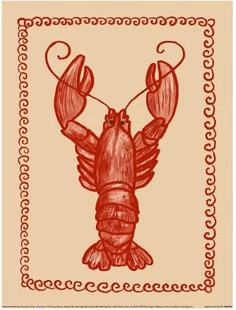 Studio Dolci Aragosta Animal Print Paper Poster in Red