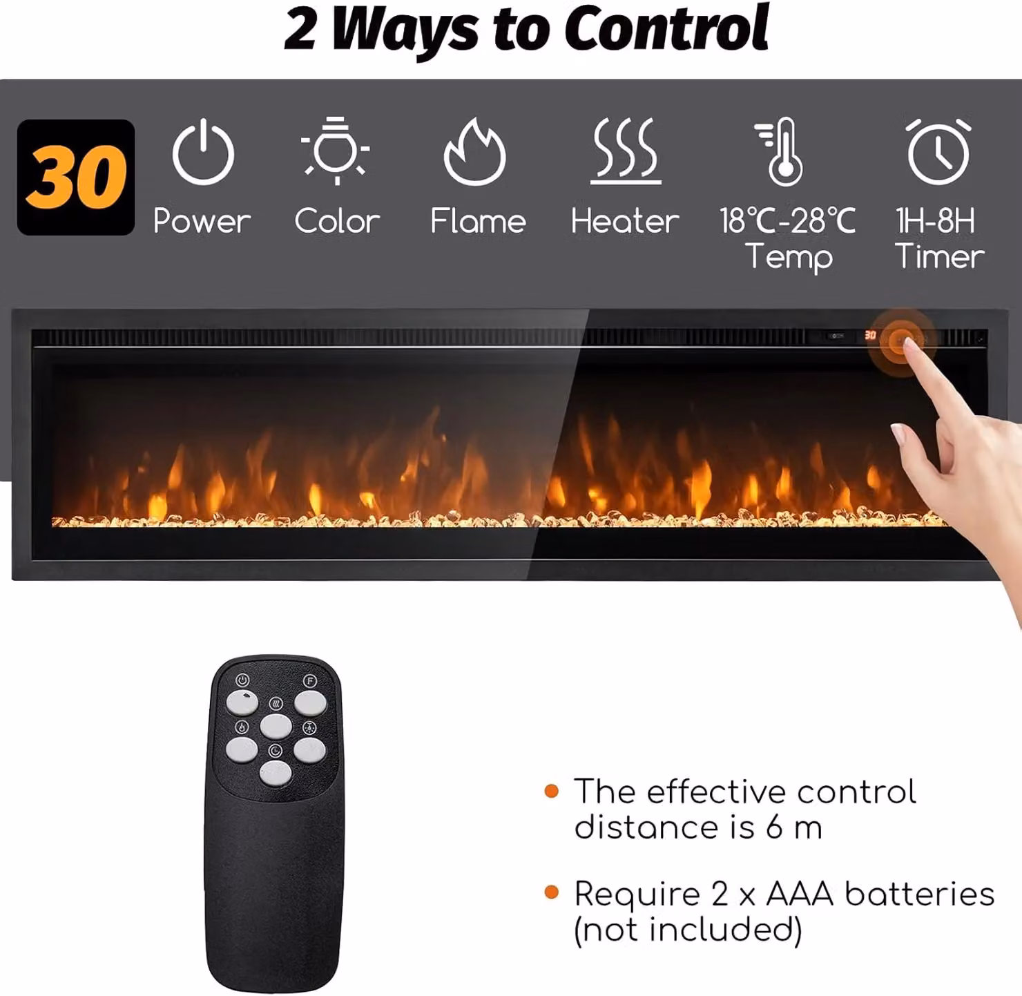 Gymax 127cm Freestanding Electric Fireplace Heater with 12 Flame Effects and 8H Timer in Black – 5