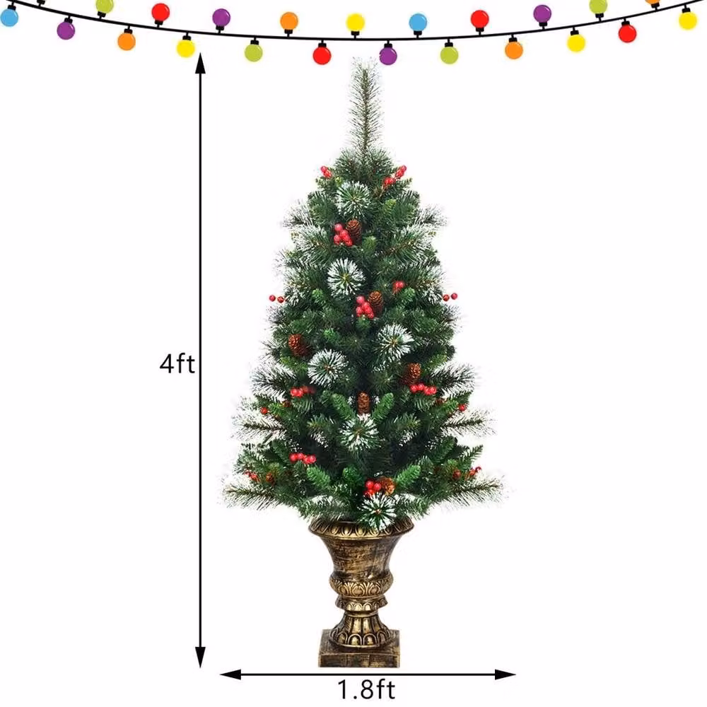 KORVIXA 4ft Green Artificial Christmas Tree, W/D: 100 x 100 cm – 2