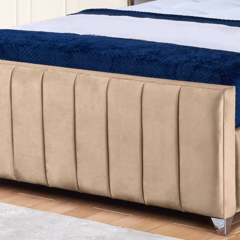 UK Bed Furniture Milano Gas Lift Ottoman Storage Upholstered Bed in Beige, Double, W/D: 140 x 200 cm – 3