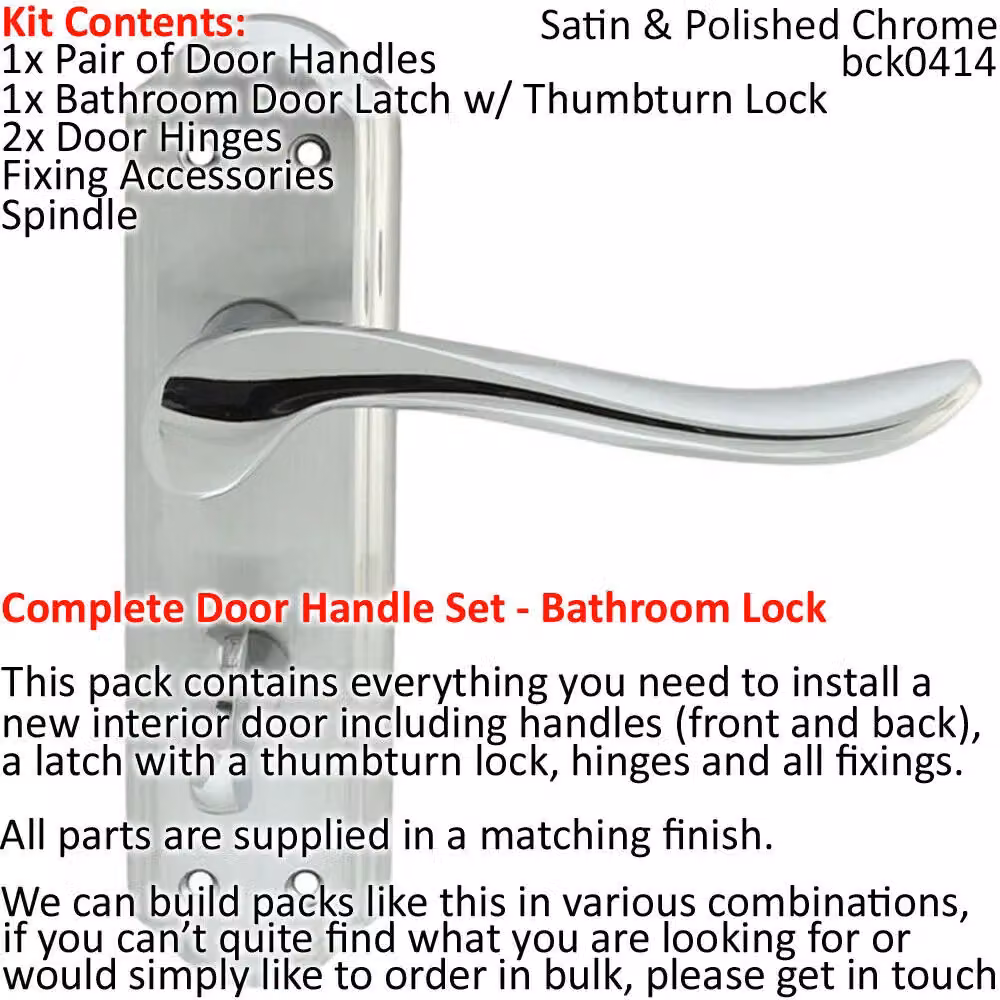 Loops Chrome Sculpted Victorian Door Handle and Bathroom Lock Pack – 2