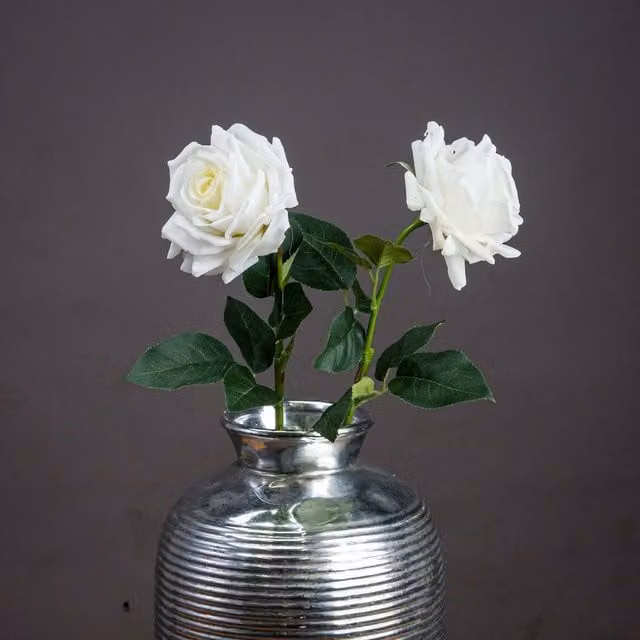 Hill Interiors White Artificial Garden Rose Tabletop Flower