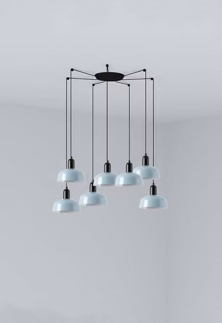 Netlighting Tatawin Small Cluster Pendant Ceiling Light in Black and Blue with 7x E27 Sockets