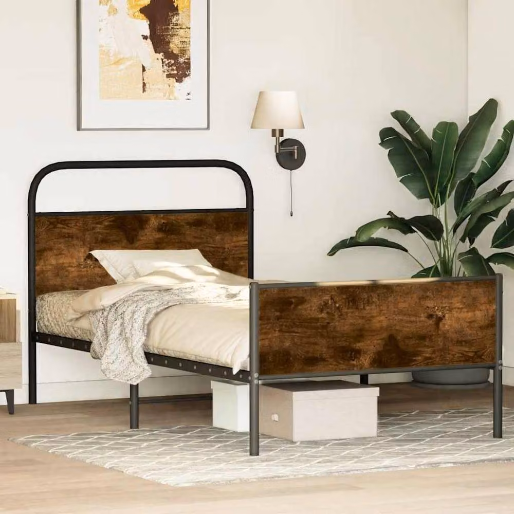 Berkfield Home Elegant Bed Frame in Sonoma Oak and Brown, W/D/H: 100 x 200 cm – 2
