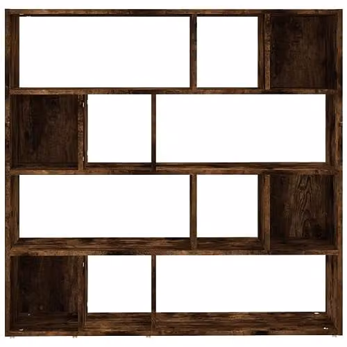 vidaXL Modern Book Cabinet and Room Divider in Smoked Oak, W: 105 cm, D: 24 cm, H: 102 cm – 5