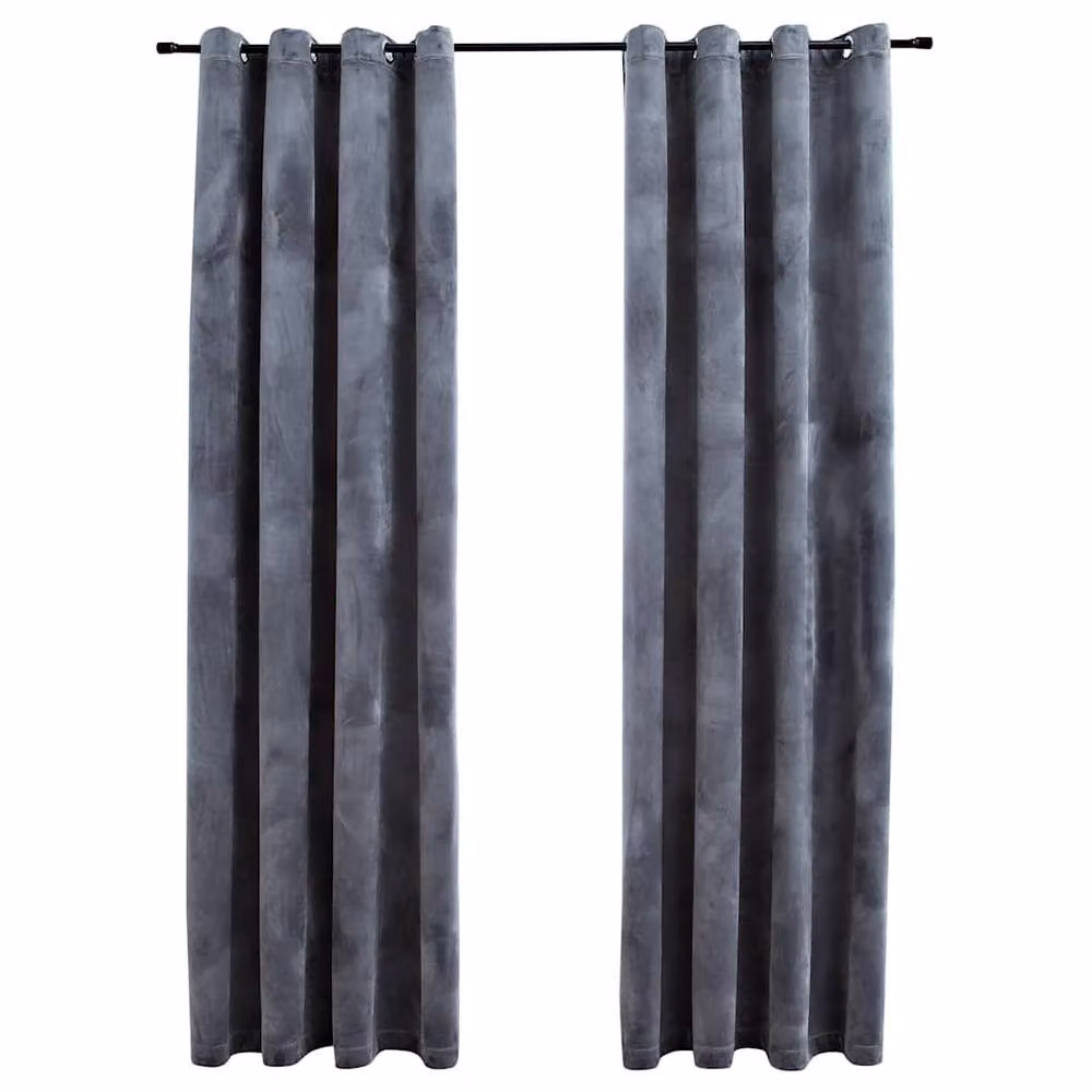 Berkfield Home Elegant Blackout Velvet Curtains with Eyelets, 2 Pack, Anthracite Grey, W: 140 cm, H: 175 cm – 3