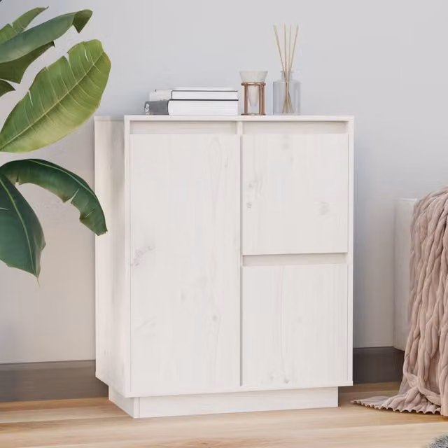 Berkfield Home White Solid Wood Pine Sideboard W/D/H: 60 x 34 x 75 cm – 1