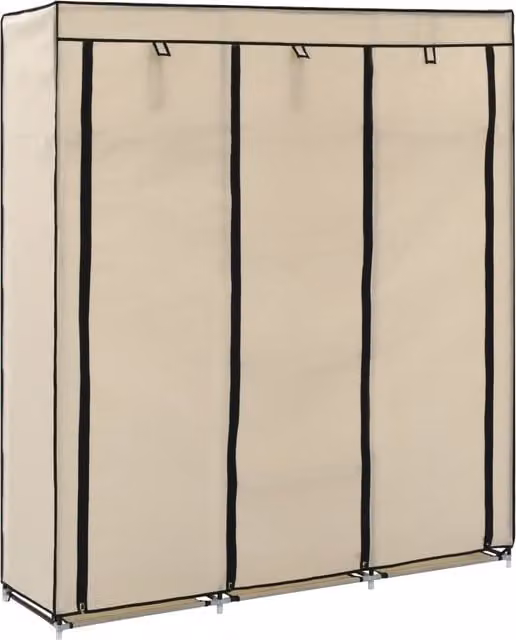 Berkfield Home Freestanding Wardrobe with Roll Shutter and Hanging Rod in Beige, W/D/H: 150 x 45 x 175 cm