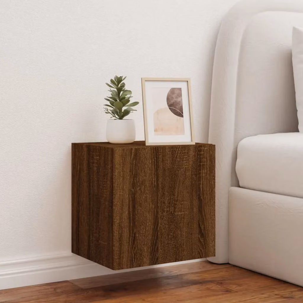 Berkfield Home Modern Wall Mounted TV Cabinet with LED Lights in Brown Oak, W/D/H: 40.5 x 35 x 40 cm – 4