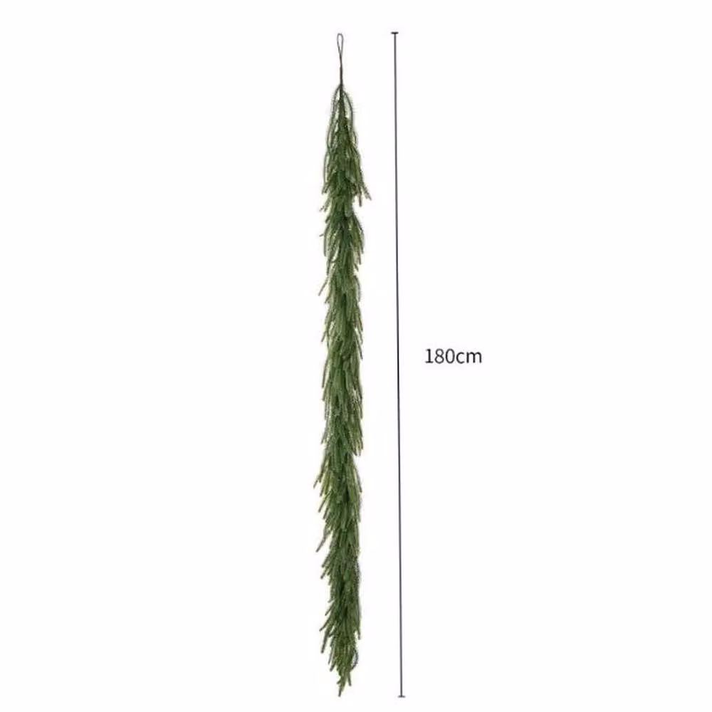FLAVORA 2-Piece Real Touch Norfolk Pine Christmas Garland in Green, W: 100 cm, D: 15 cm – 2