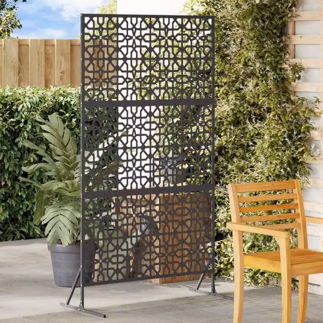 Berkfield Home Black Steel Semi-Transparent Privacy Screen W: 100 cm, D: 50 cm, H: 180 cm