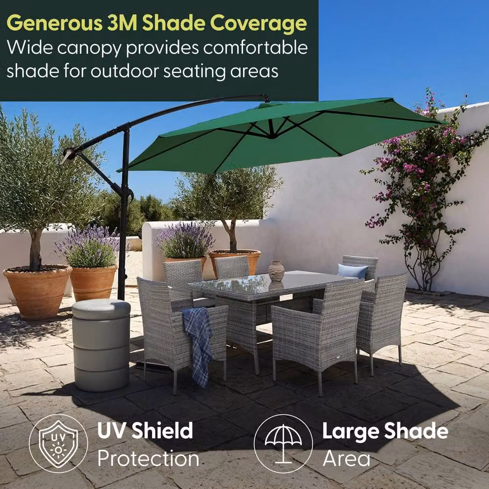 Keplin 3M Cantilever Garden Parasol in Green with Cover – 2
