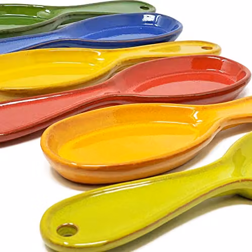 Verano Spanish Ceramics Selena Glaze Hand Dipped Decorative Spoon Rest, Lime Green and Multicolour Ceramic – 3