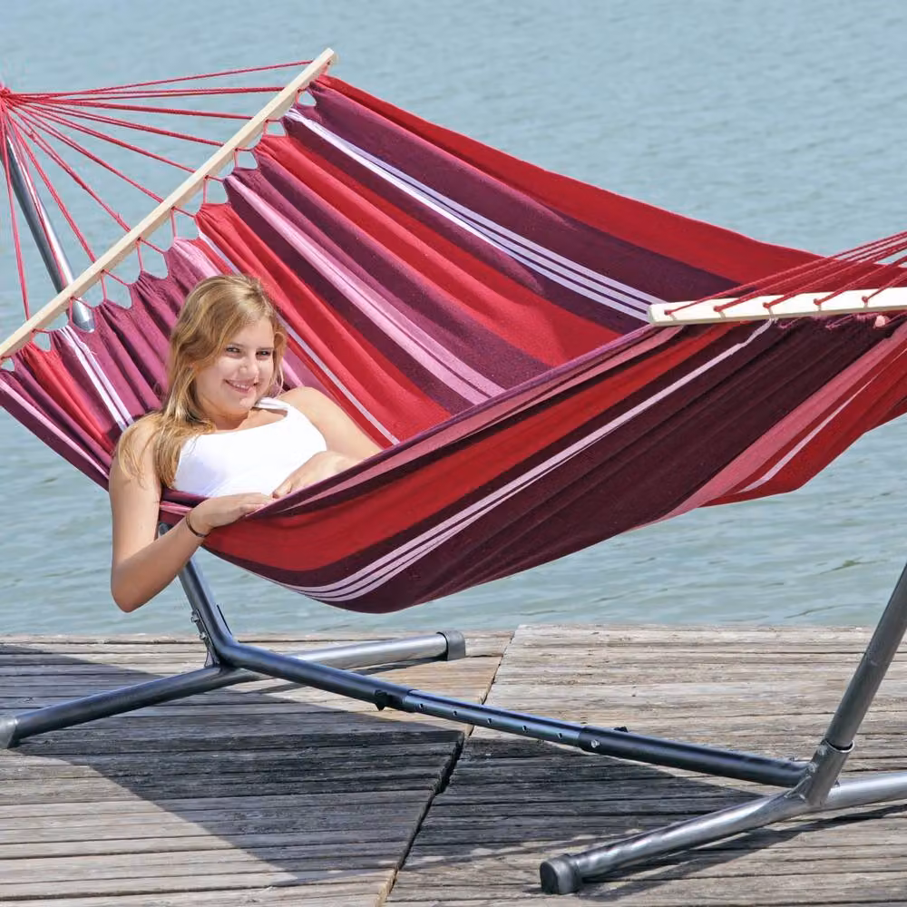 Amazonas Summer Garden Hammock Set with Powder Coated Steel Stand in Red and Silver – 2