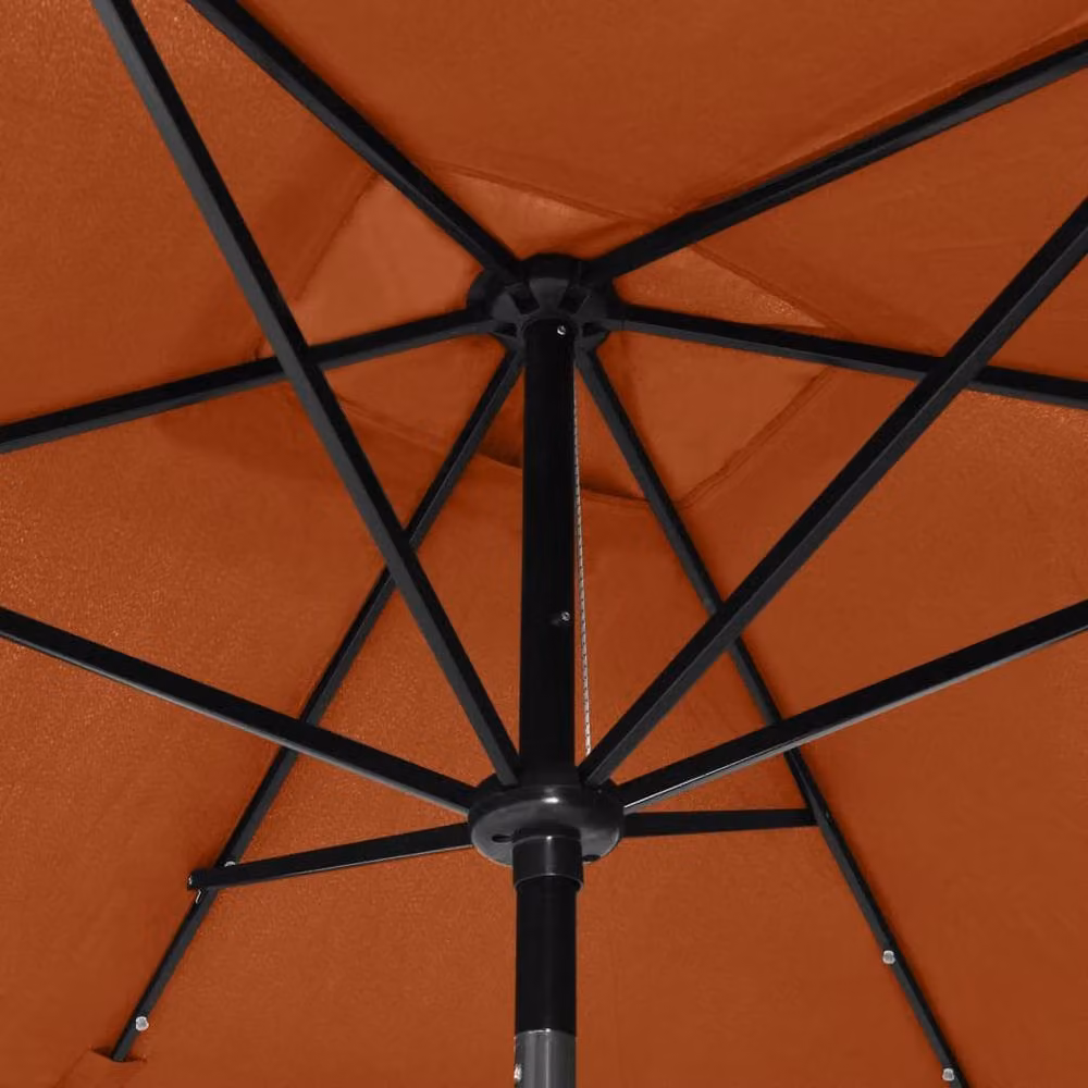 Berkfield Home Parasol with LEDs and Steel Pole in Burnt Orange, W: 300 cm, D: 200 cm – 3