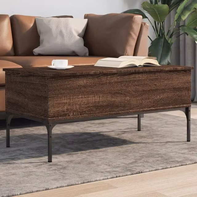 Berkfield Home Brown Oak Coffee Table with Lift Mechanism, W/D/H: 100 x 50 x 45 cm
