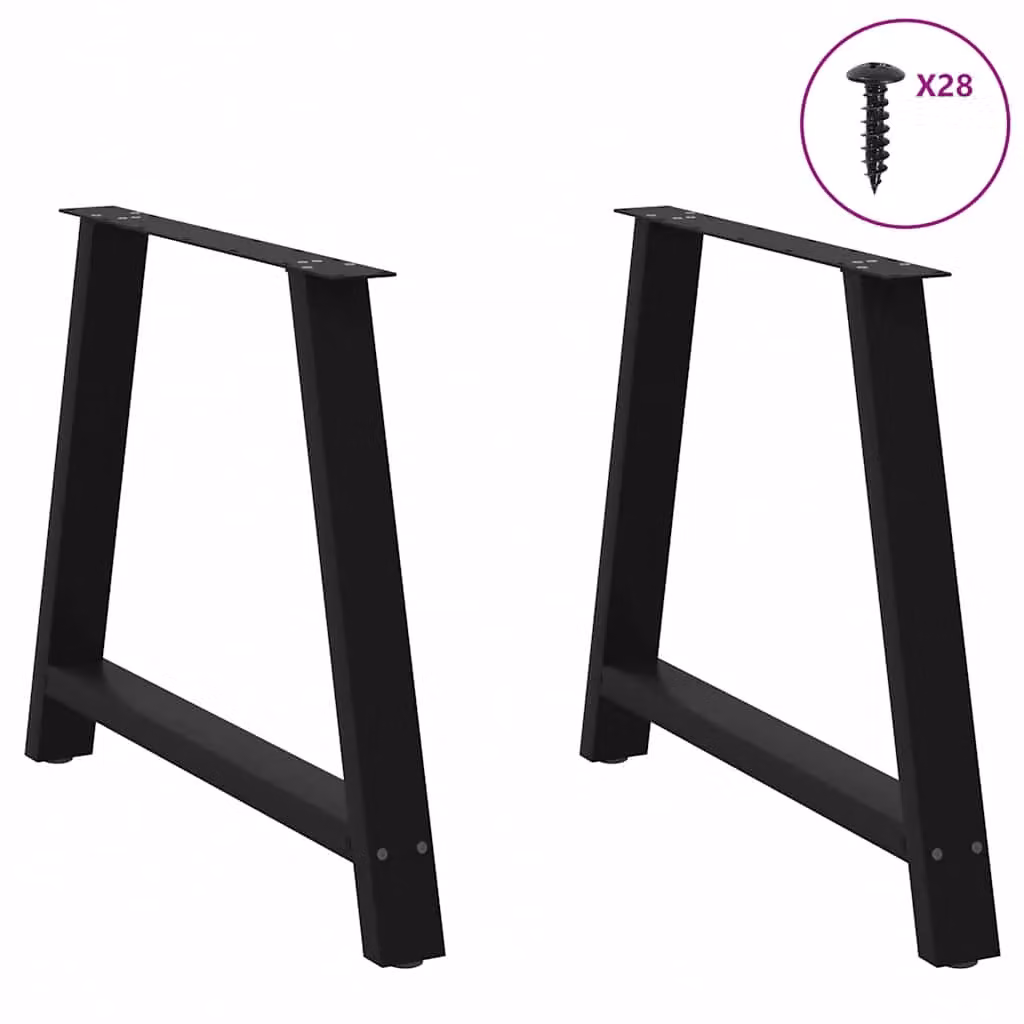 Berkfield Home A-Shaped Coffee Table Legs, 2 Pieces, Black Steel, H: 72.5 cm x W: 90 cm – 2