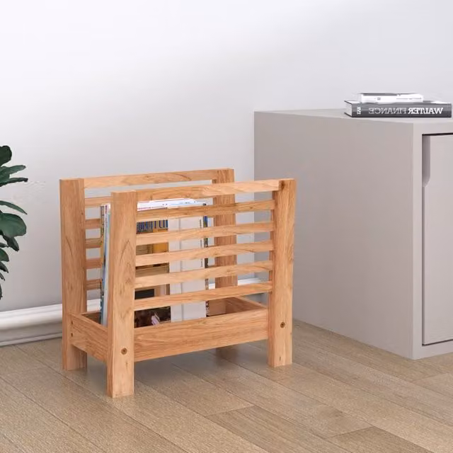 Berkfield Home Walnut Wood Magazine Rack in Brown, W/D/H: 40 x 26.5 x 38.5 cm