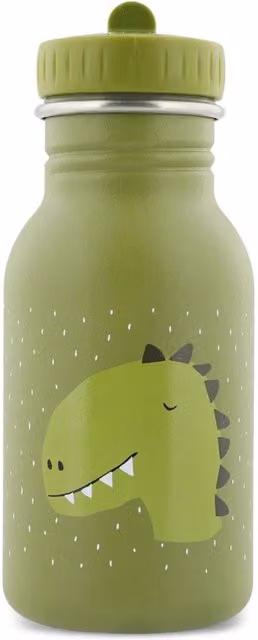 Trixie Mr. Dino Stainless Steel Leakproof Water Bottle with Carry Handle, Green, 350ml – 1