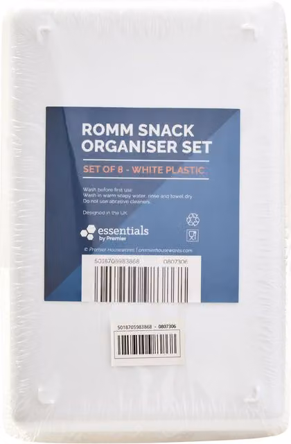 Orsina White Plastic Eight Piece Kitchen Drawer Divider Set
