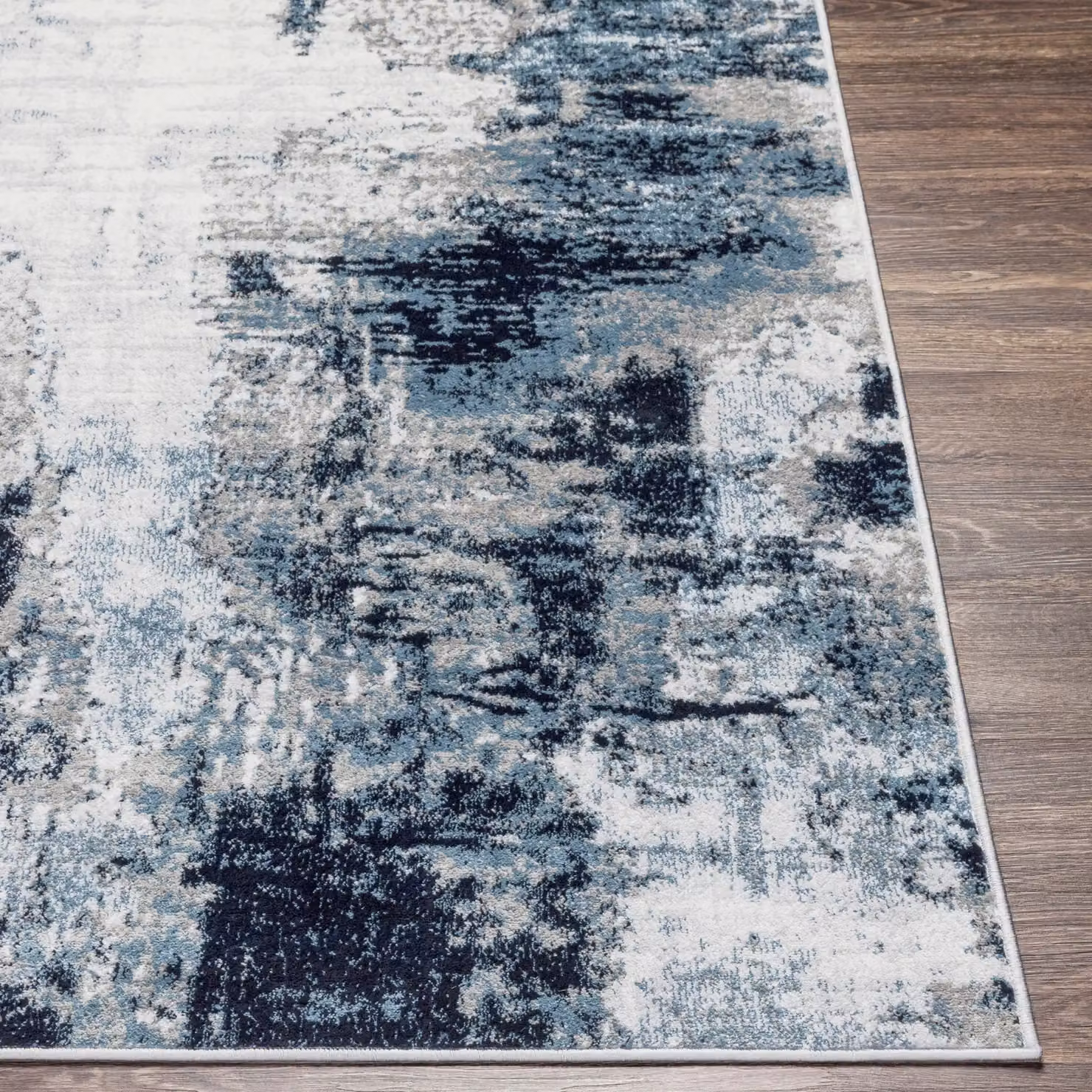 Livabliss Wanderlust Abstract Modern Marble Rug in Blue, Grey and Black, W: 80 cm, L: 150 cm – 5