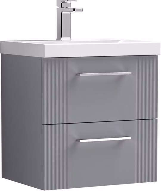 Balterley Wall Hung 2 Drawer Vanity Unit with Mid-Edge Basin, Satin Grey, Width: 50 cm