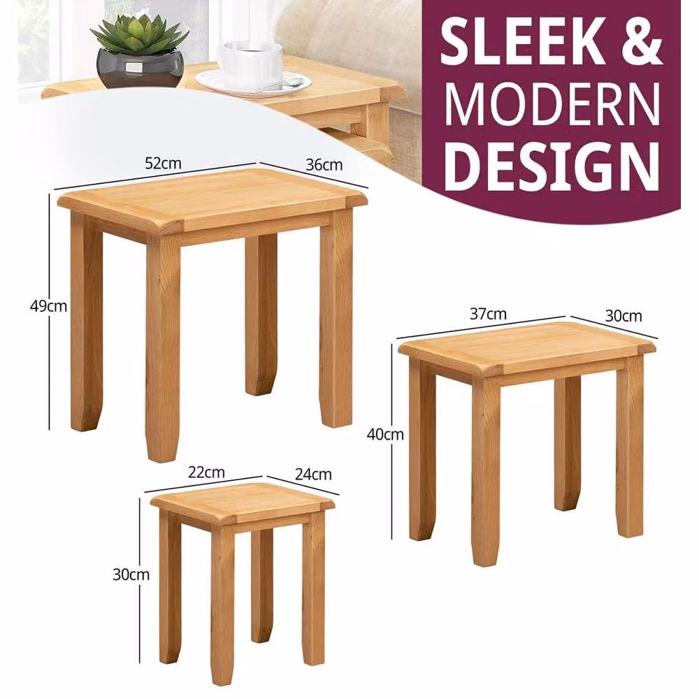 FORGEVIO Nest of Tables in Light Oak Wood with Rustic Finish – 3