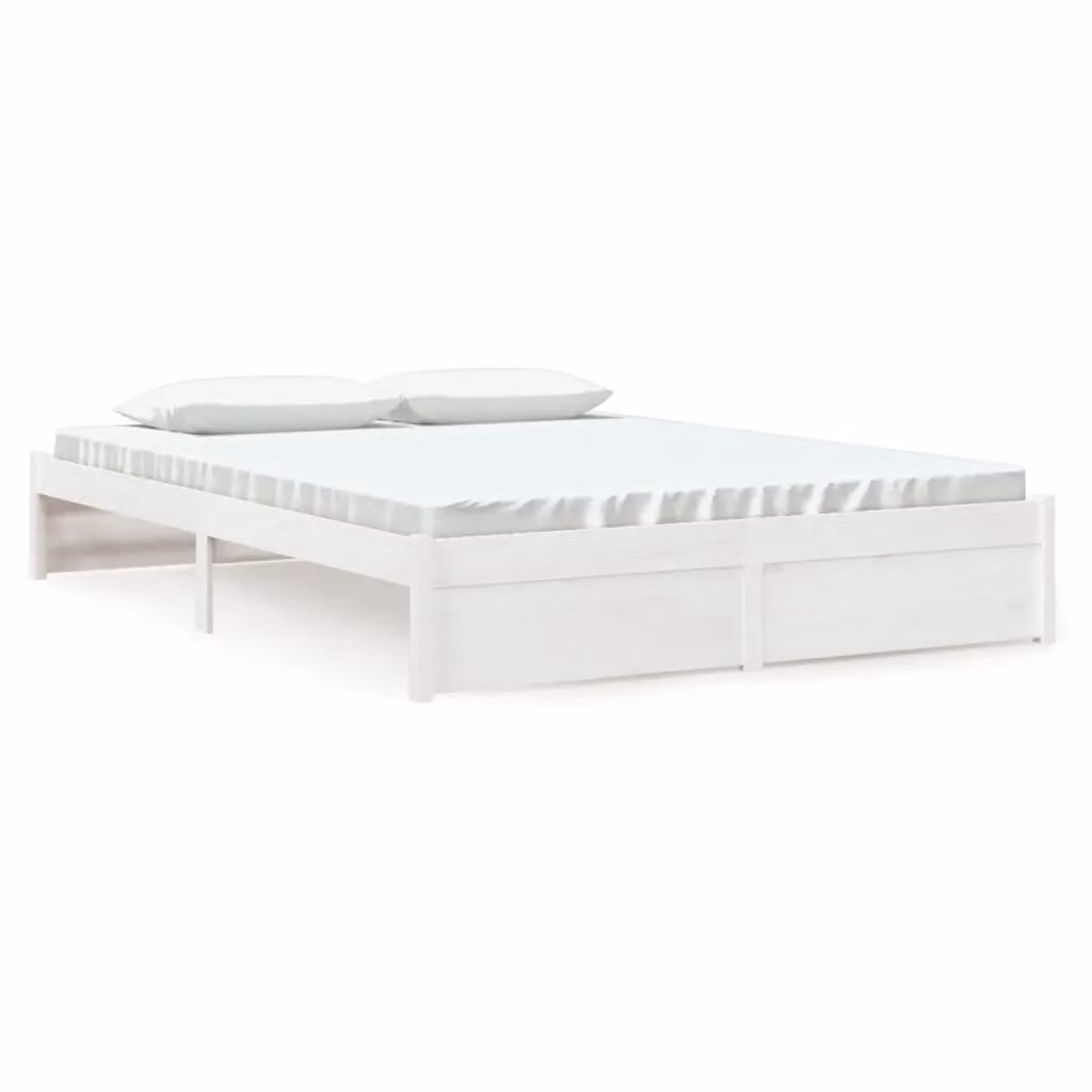 Berkfield Home White Solid Pine Wood Bed Frame W/D/H: 150 x 200 cm – 2