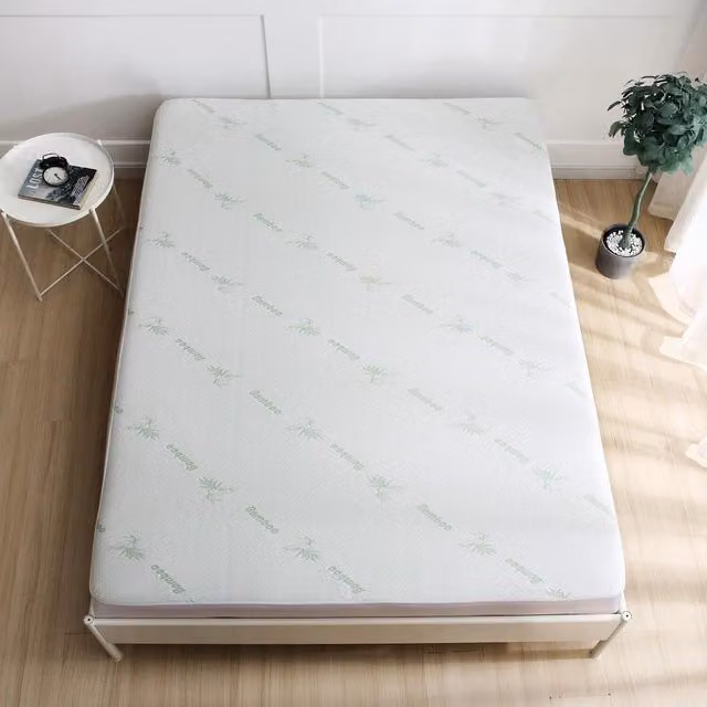 HomeSpace Direct Bamboo Mattress Protector, White, W/D/H: 90 x 200 cm