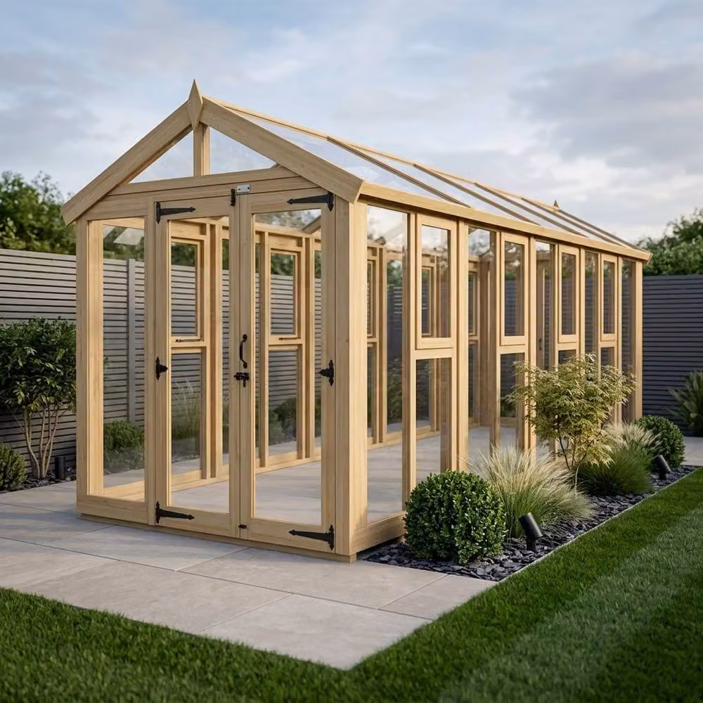 Buttercup Farm Apex Glass Greenhouse in Brown with Pressure Treated Timber – 2