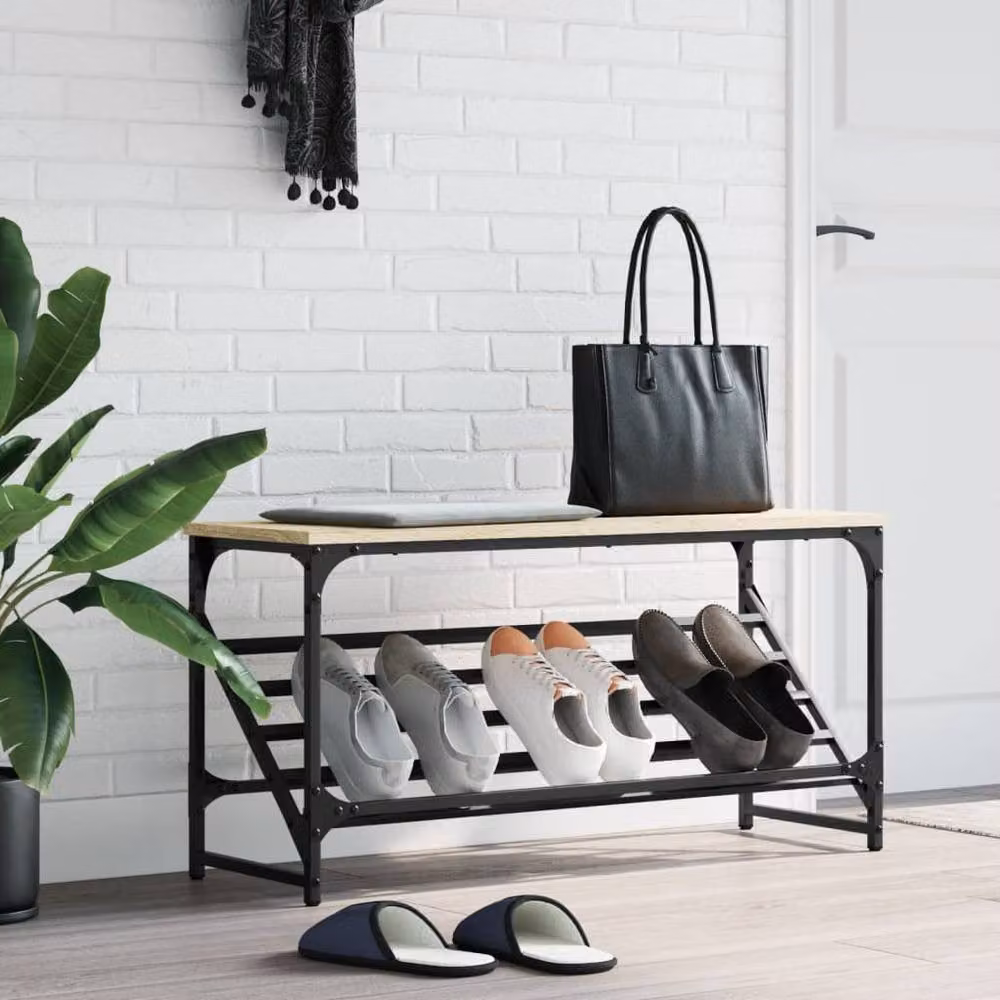 Berkfield Home Sonoma Oak Shoe Rack in Brown, W/D/H: 90 x 30 x 45 cm – 2