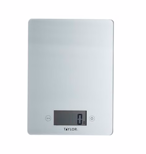 Taylor Pro Digital Glass Kitchen Food Scales with Tare Feature, Silver, 5 kg Capacity